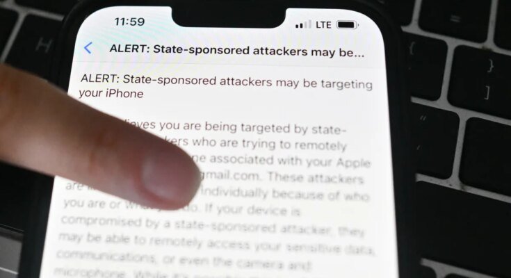 Investigators say an “unprecedented number of Apple users” have received recent spyware alerts